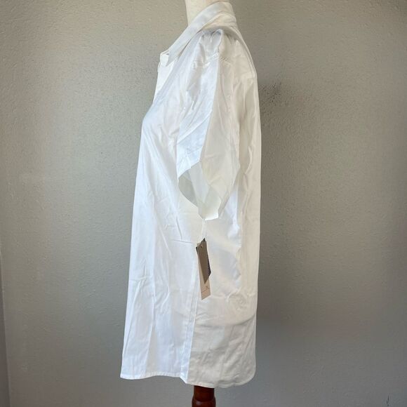 NWT PX Clothing White Button Down Short Sleeve Shirt Size L - Picture 3 of 6